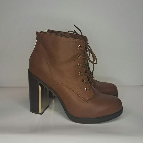 torrid Shoes - Torrid Cognac Size 10W Metal Heel Lace Up Boot